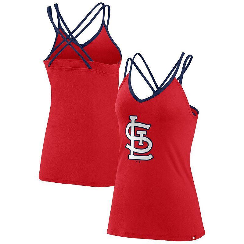 Womens Fanatics Red St. Louis Cardinals Barrel It Up Cross Back V-Neck Tank Top Product Image