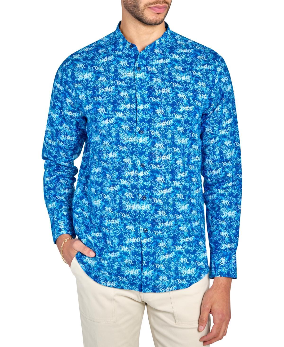 Brooklyn Brigade Mens Moisture-Wicking Abstract leaf-Print Button-Down Mandarin Shirt Product Image