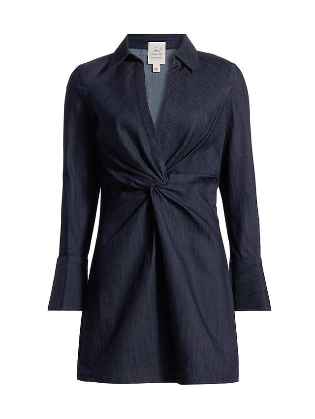 Cinq  Sept McKenna Twist Front Long Sleeve Denim Minidress Product Image