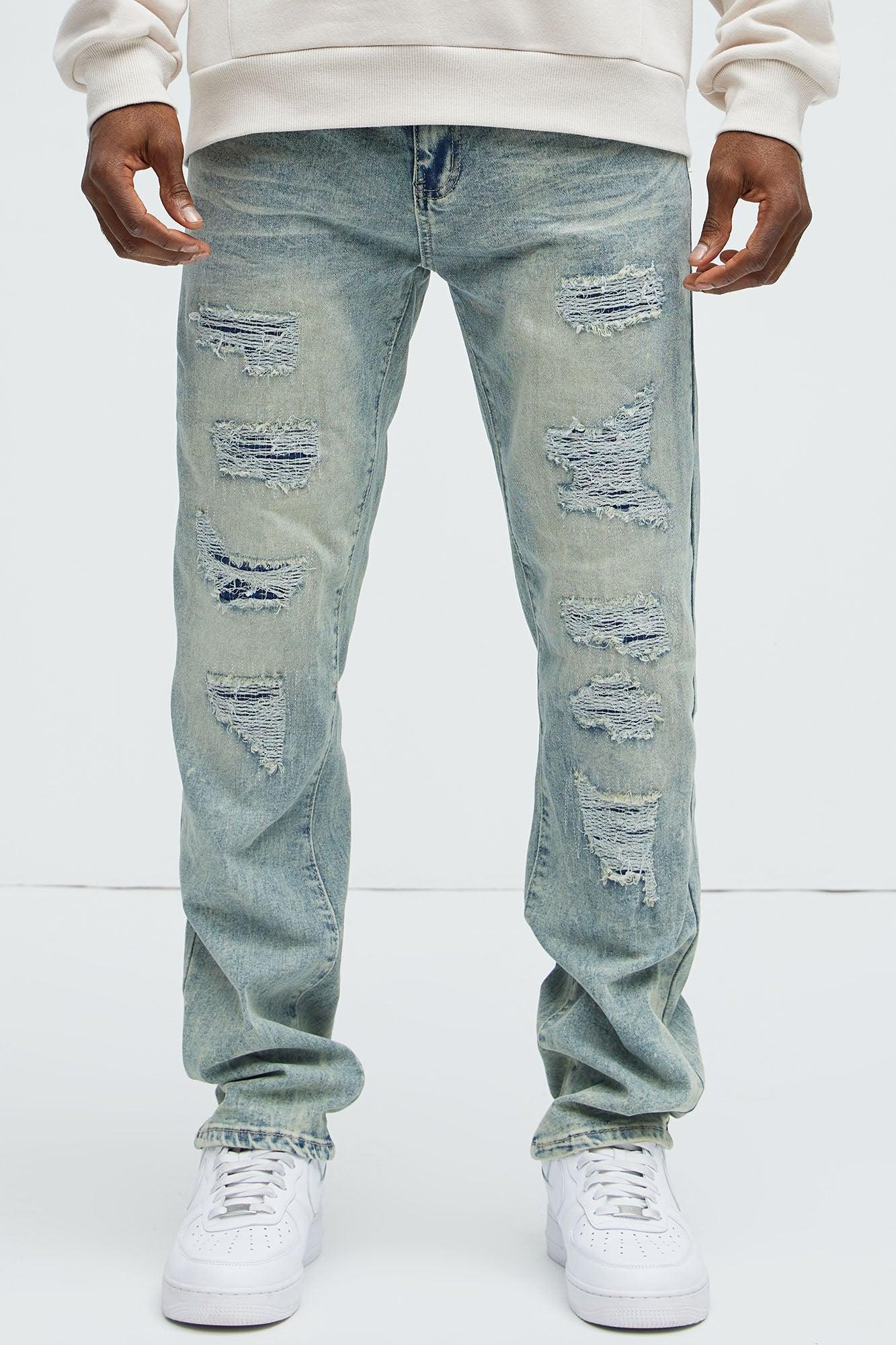 Can't Be Distressed Slim Jeans - Acid Wash Blue product image