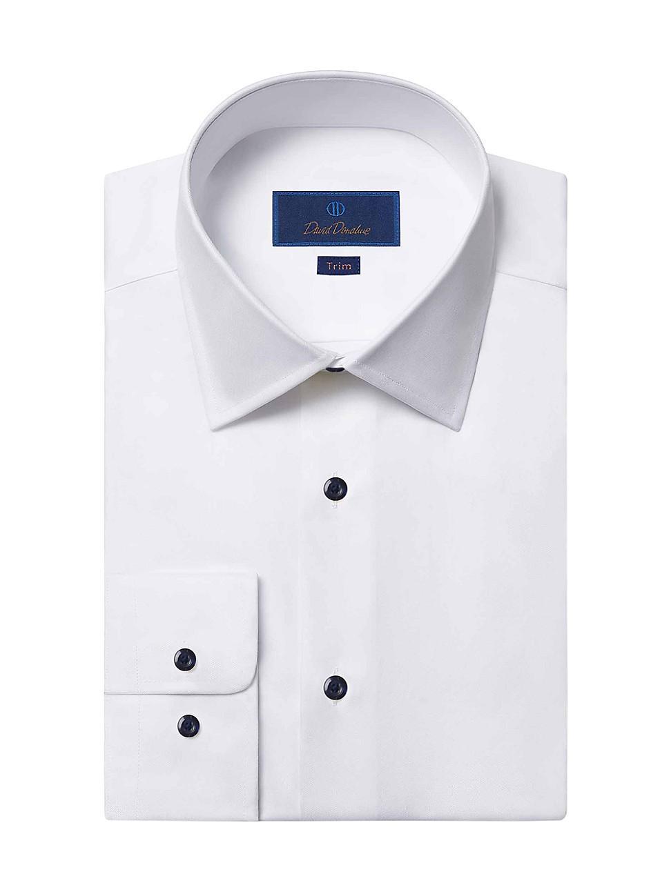 David Donahue Trim Fit Super Fine Twill Dress Shirt Product Image