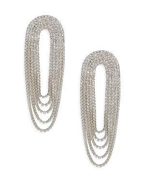 Ettika Crystal Draped Fringe Statement Earrings in Silver Tone Product Image