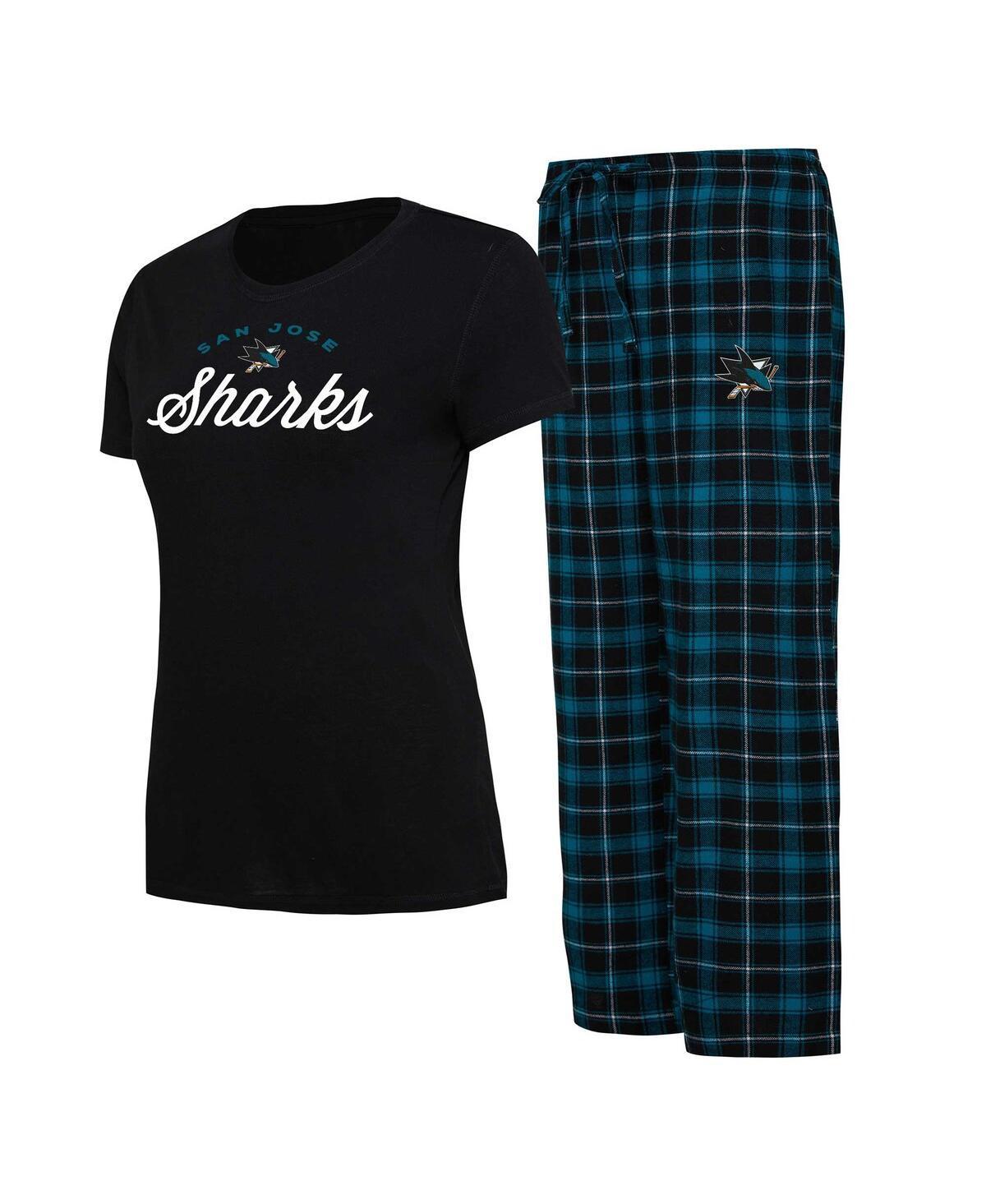 Womens Concepts Sport Black/Teal San Jose Sharks Arctic T-Shirt & Pajama Pants Sleep Set Product Image