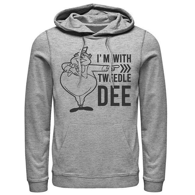 Disneys Alice In Wonderland Im With Tweedledee Mens Hoodie Athletic Grey Product Image