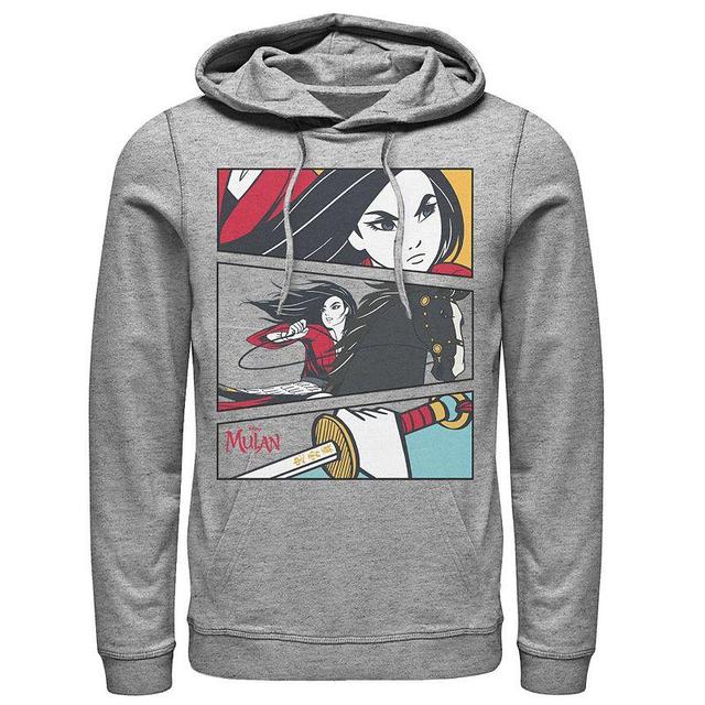 Disneys Mulan Comic Action Panels Mens Hoodie Athletic Grey Product Image