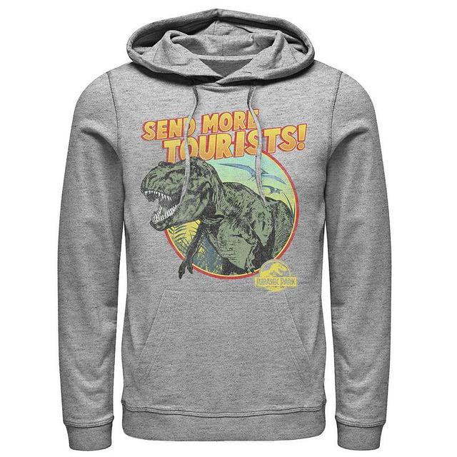 Mens Jurassic Park T-Rex Send More Tourists Hoodie Athletic Grey Product Image