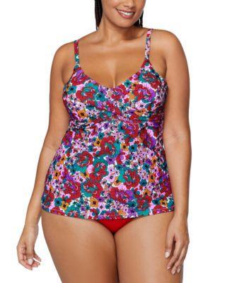 Trendy Plus Size Aries Printed Tankini Top & Bottoms Product Image