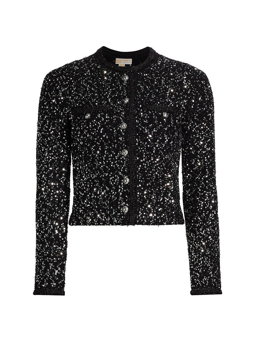 Womens Sequined Crewneck Jacket product image