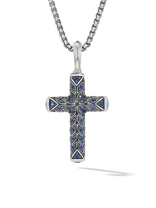 Mens Chevron Cross Pendant in Sterling Silver, 36MM Product Image