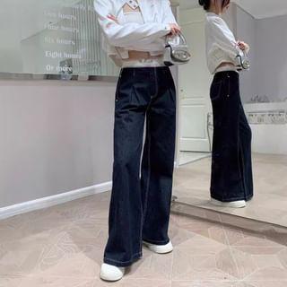 Mid Rise Applique Wide Leg Jeans Product Image