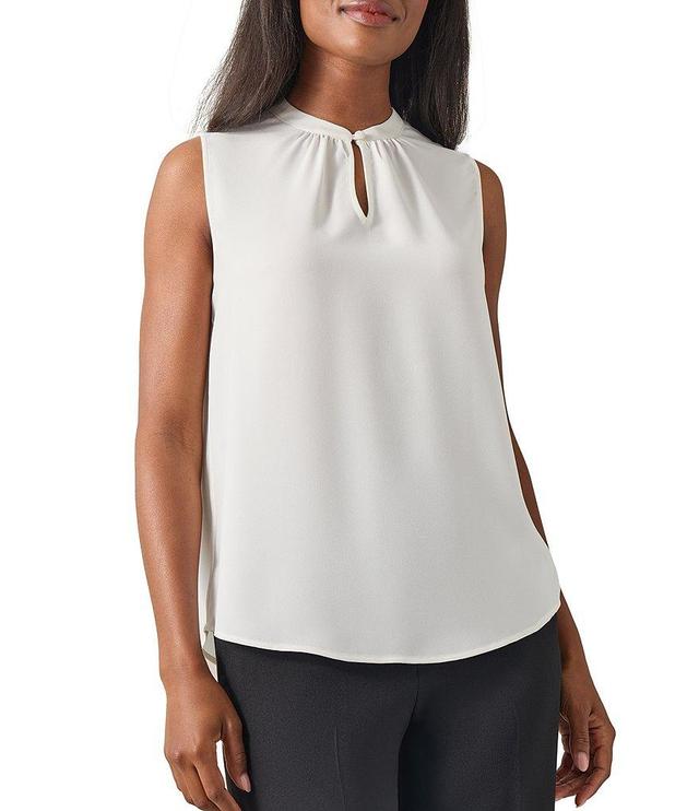 Kasper Crepe Keyhole Neck Sleeveless Blouse Product Image