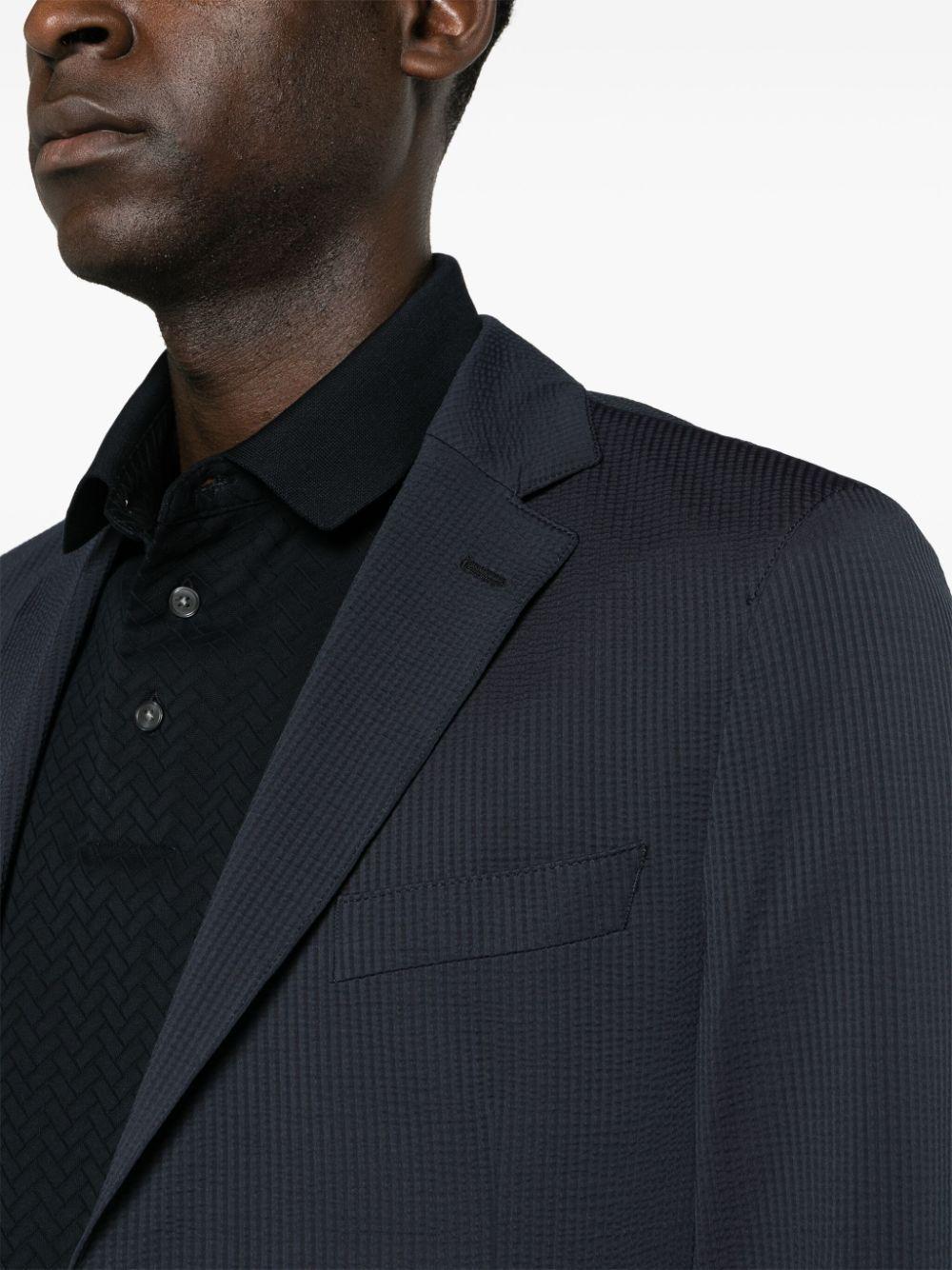 HUGO BOSS Single-breasted Seersucker Blazer In Blue Product Image