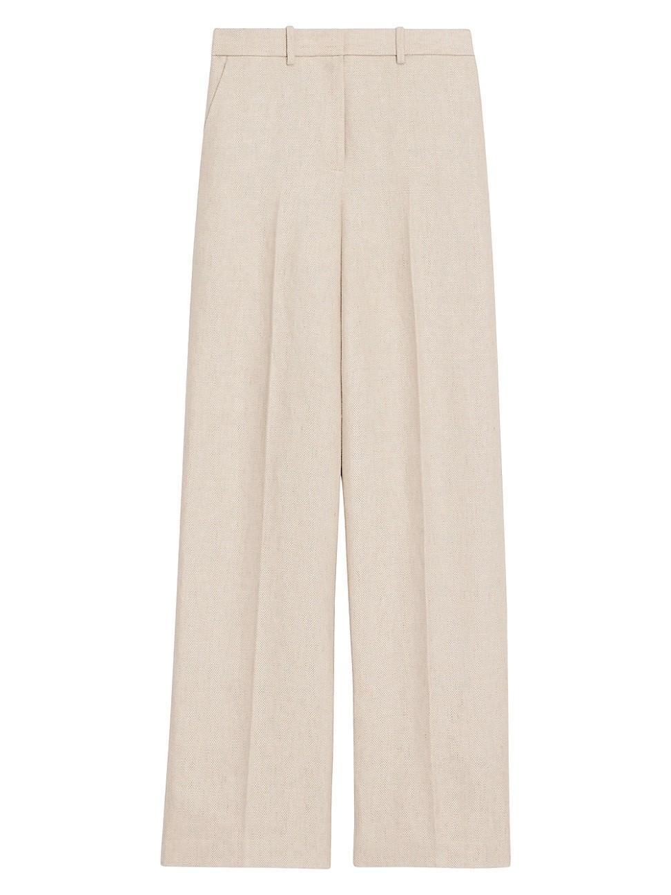 Womens Linen Straight-Leg Pants Product Image