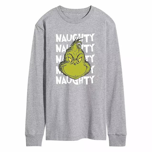 Mens The Grinch Naughty Tee Grey Grey Product Image