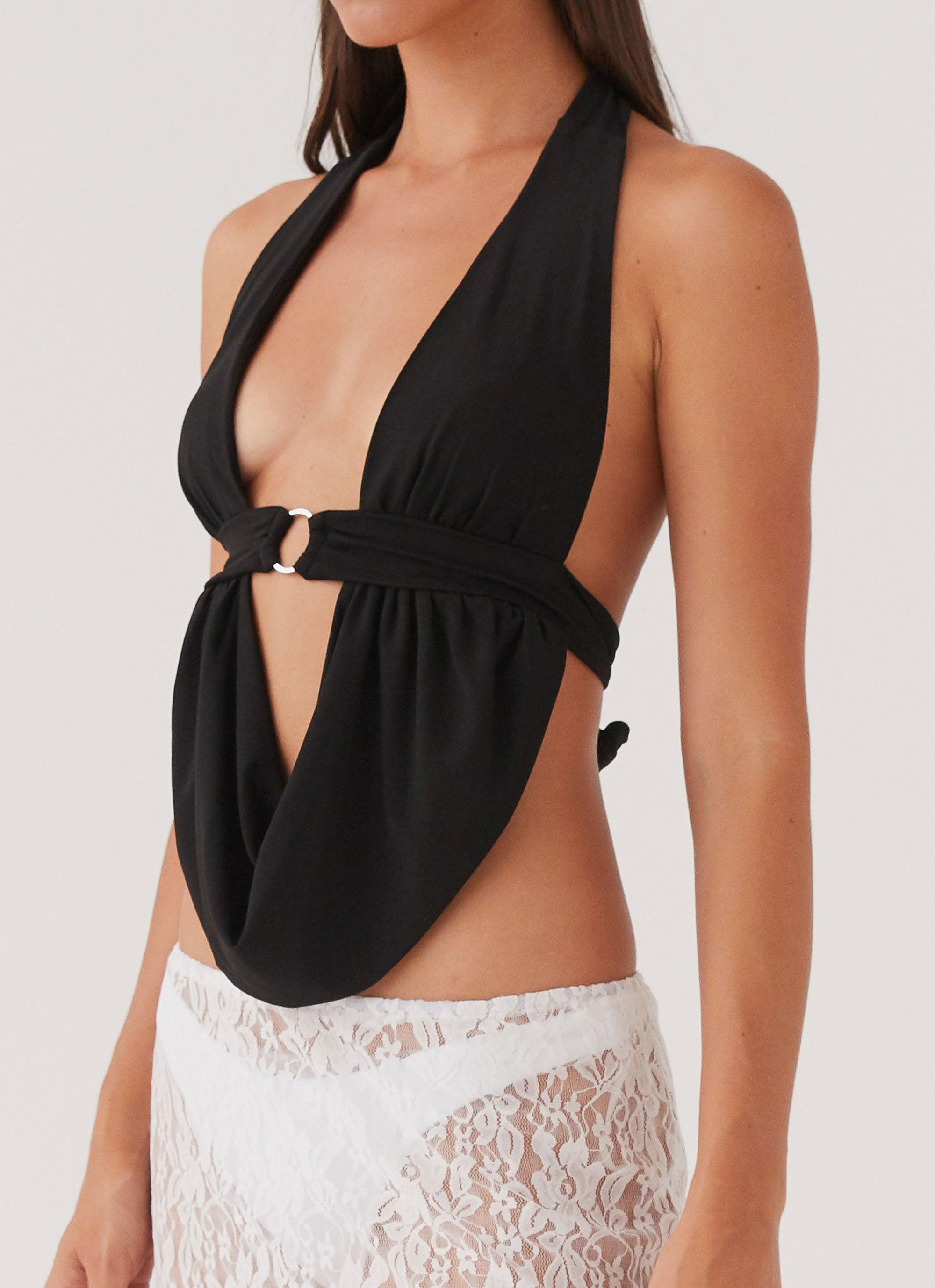 Island Hues Halter Top - Black Product Image