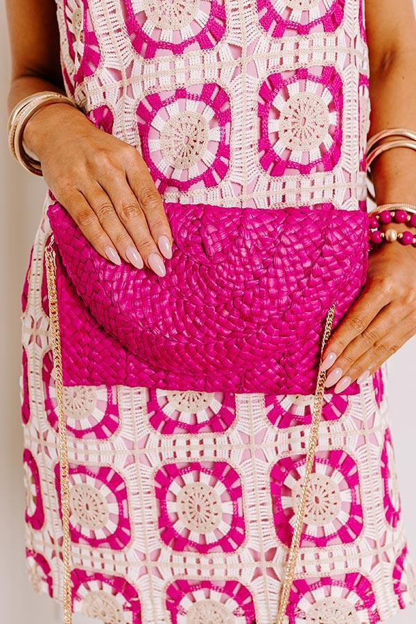 Sunny Refresh Woven Clutch in Hot Pink Product Image