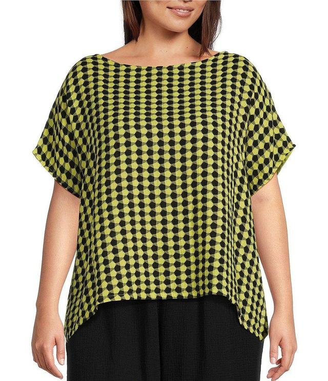 Bryn Walker Plus Size Bess Woven Geo Dot Print Cotton Gauze Boat Neck Short Sleeve Top Product Image