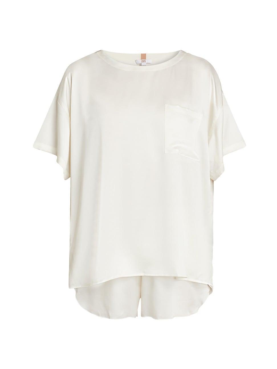 Womens Washable Silk T-Shirt & Shorts Set Product Image