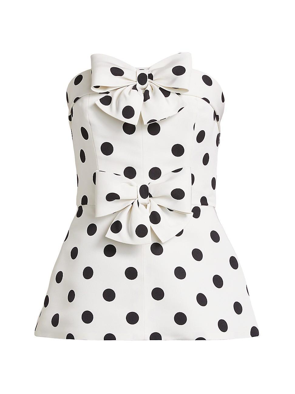 Womens Eloise Polka Dot Silk Peplum Blouse Product Image