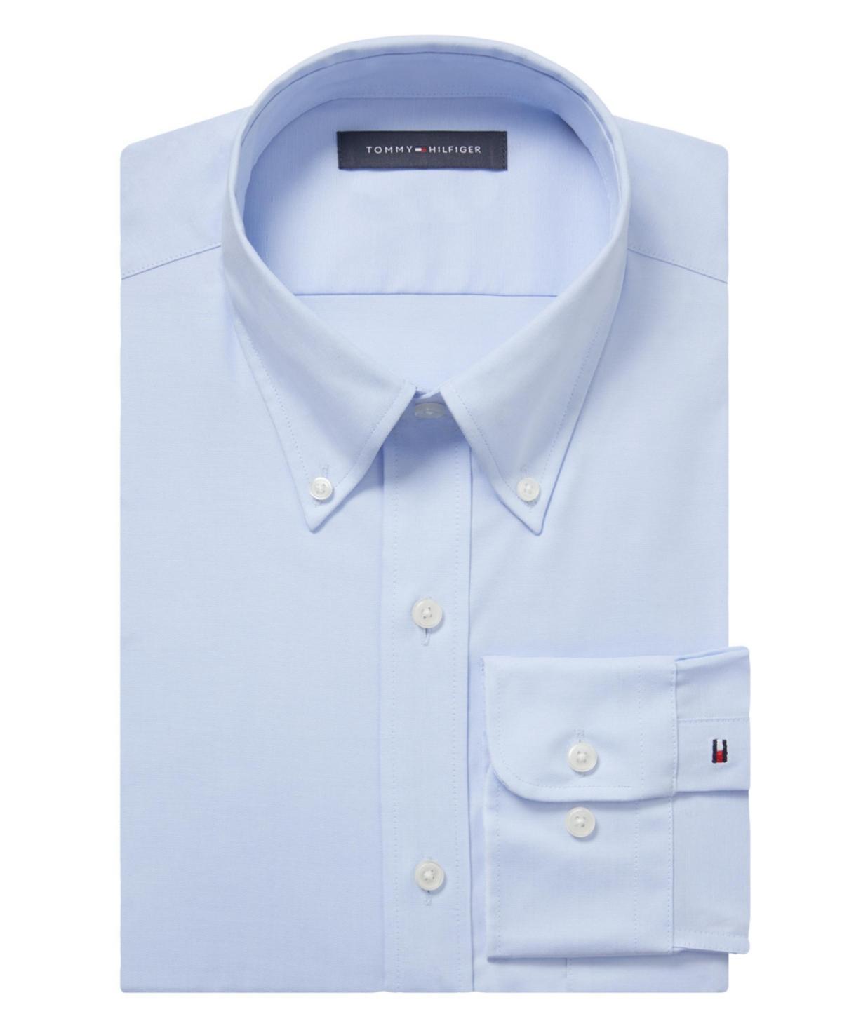 Tommy Hilfiger Mens Th Flex Regular Fit Wrinkle Resistant Stretch Pinpoint Oxford Dress Shirt Product Image