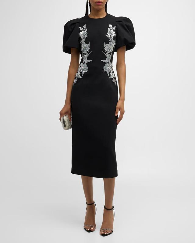 Monroe Bicolor Embroidered Midi Dress  Product Image