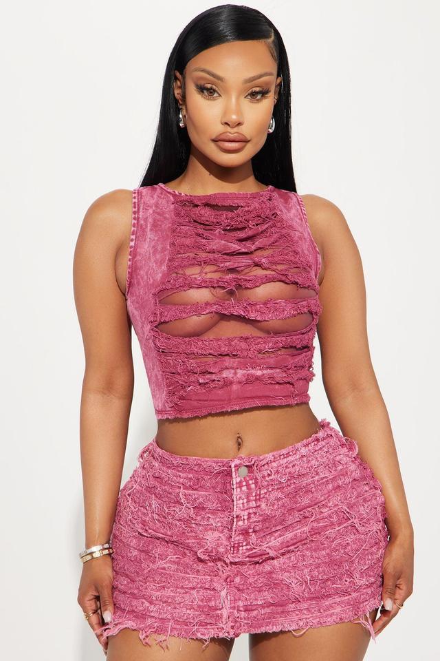 The Hottest Distressed Top - Pink Product Image