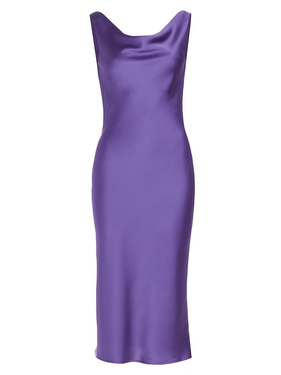 Womens Maria Cowl-Neck Satin Midi-Dress Product Image