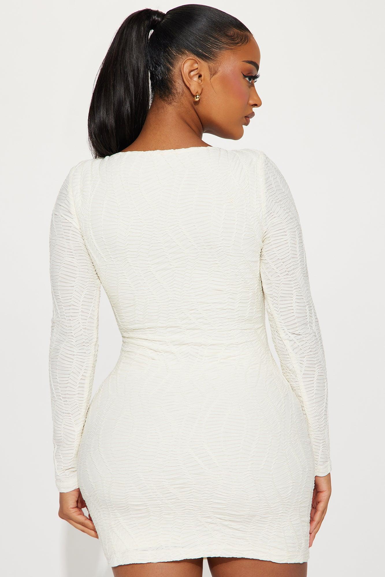 Mila Textured Mini Dress - Cream Product Image