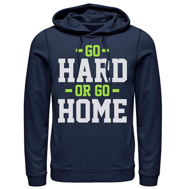 Mens Go Hard Or Go Home Sports Attitude Logo Hoodie Blue Product Image