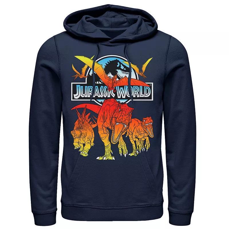 Mens Jurassic World Two Dino Charging Comic Pop Hoodie Blue Product Image