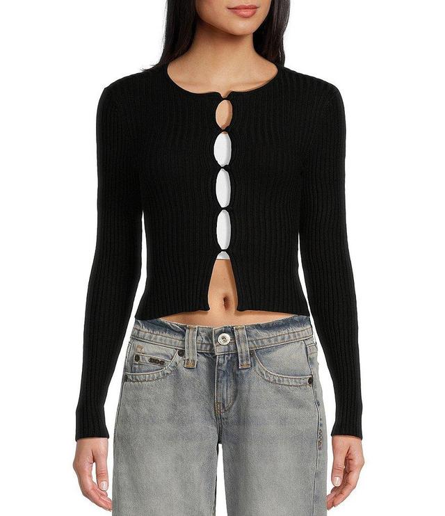 BDG Urban Outfitters Peyton Long Sleeve Button-Front Cut-Out Top Product Image