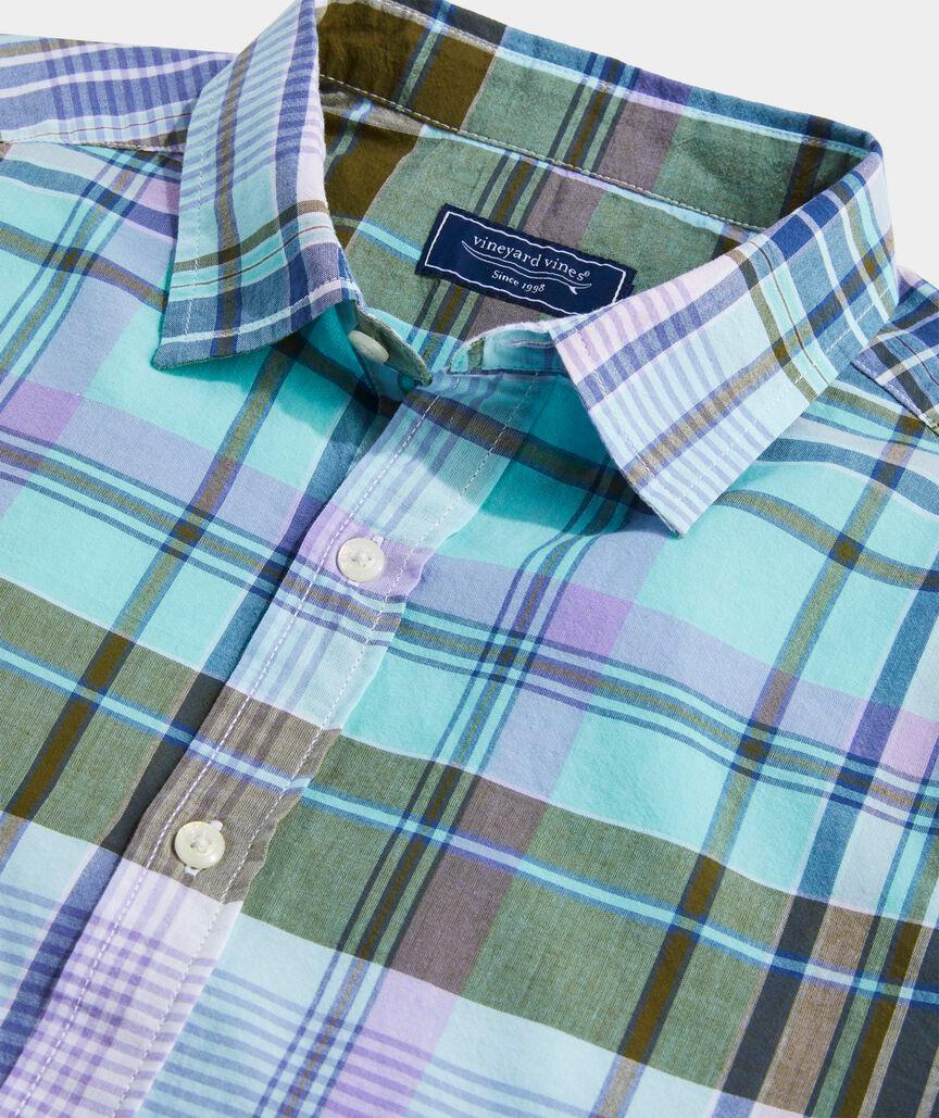 Cotton Madras Short-Sleeve Plaid Shirt Product Image