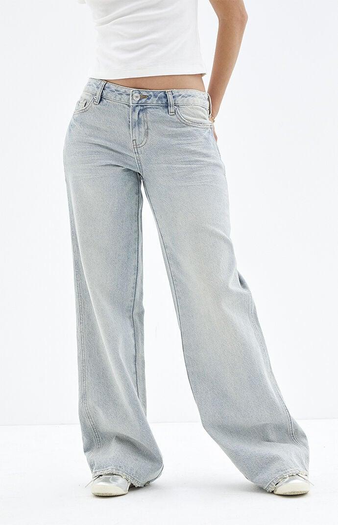 Women's Casey Light Indigo Shine Low Rise Baggy Jeans Product Image