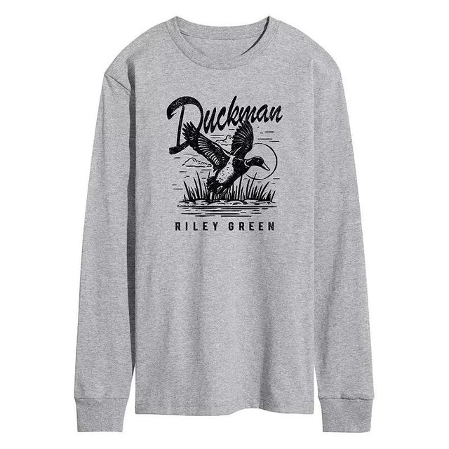 Mens Riley Green Duckman Long Sleeve Graphic Tee Gray Grey Product Image