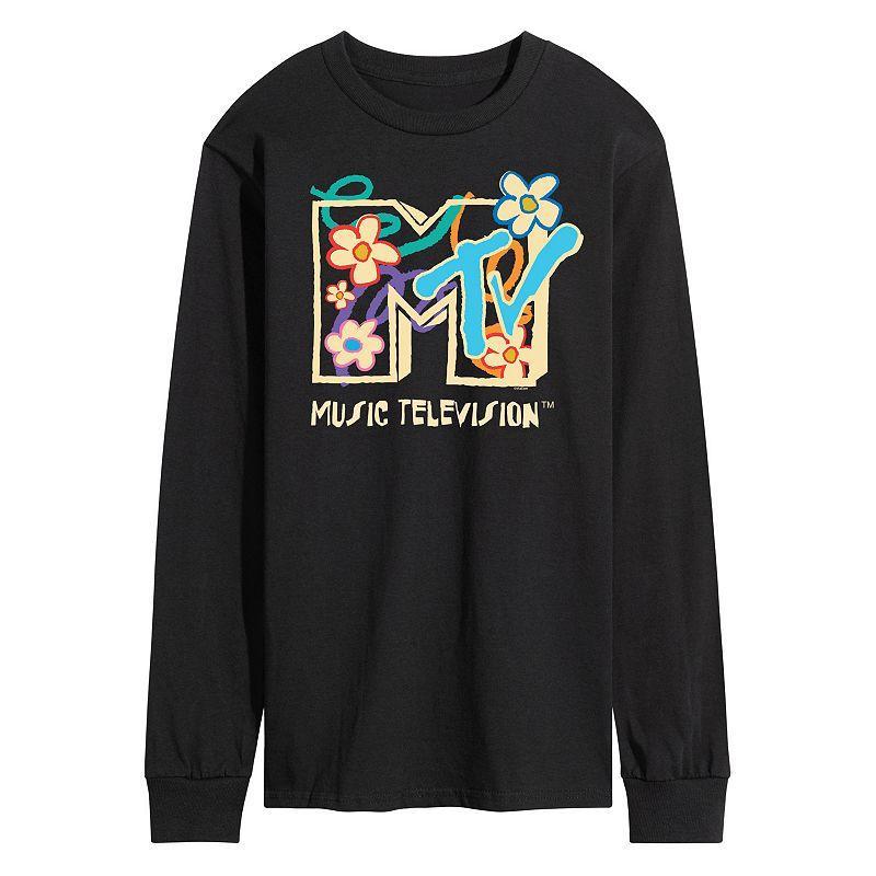 Mens MTV Floral Logo Long Sleeve Graphic Tee Product Image