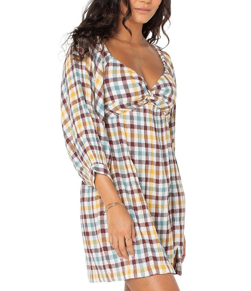 Roxy Moonlight Shores Long Sleeve Plaid Mini Dress product image