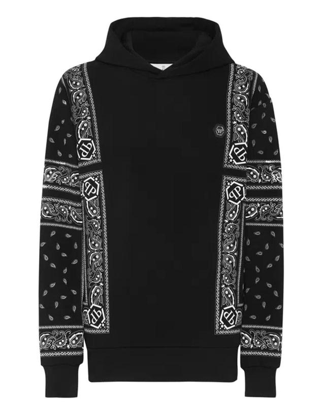 Bandana-print Long-sleeve Hoodie In Black Product Image