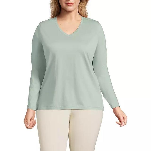 Plus Size Lands End Relaxed-Fit Supima Cotton V-Neck Tee, Womens Product Image