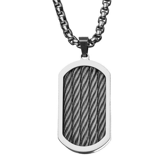 Mens Textured Stainless Steel Dog Tag Product Image