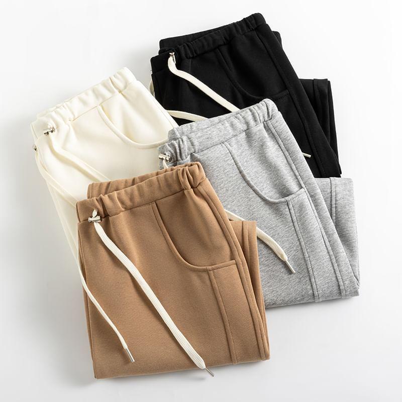 Maternity Drawstring Waist Plain Straight Leg Sweatpants Product Image