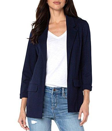 Liverpool Los Angeles Stretch Ponte Notch Lapel 34 Sleeve Boyfriend Blazer Product Image