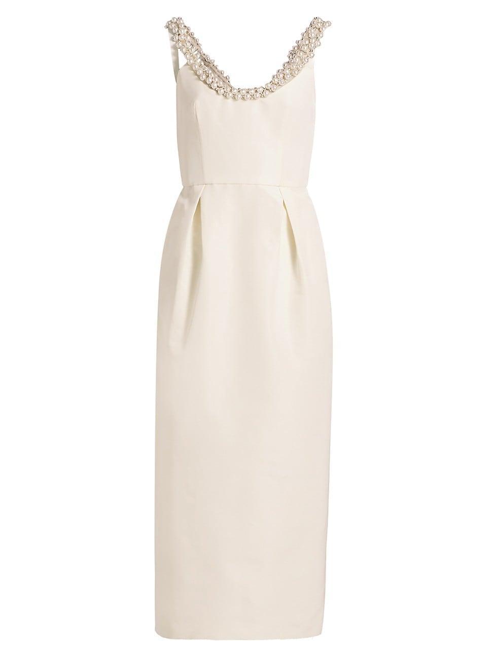 Womens Faux Pearl Silk Cocktail Dress Product Image