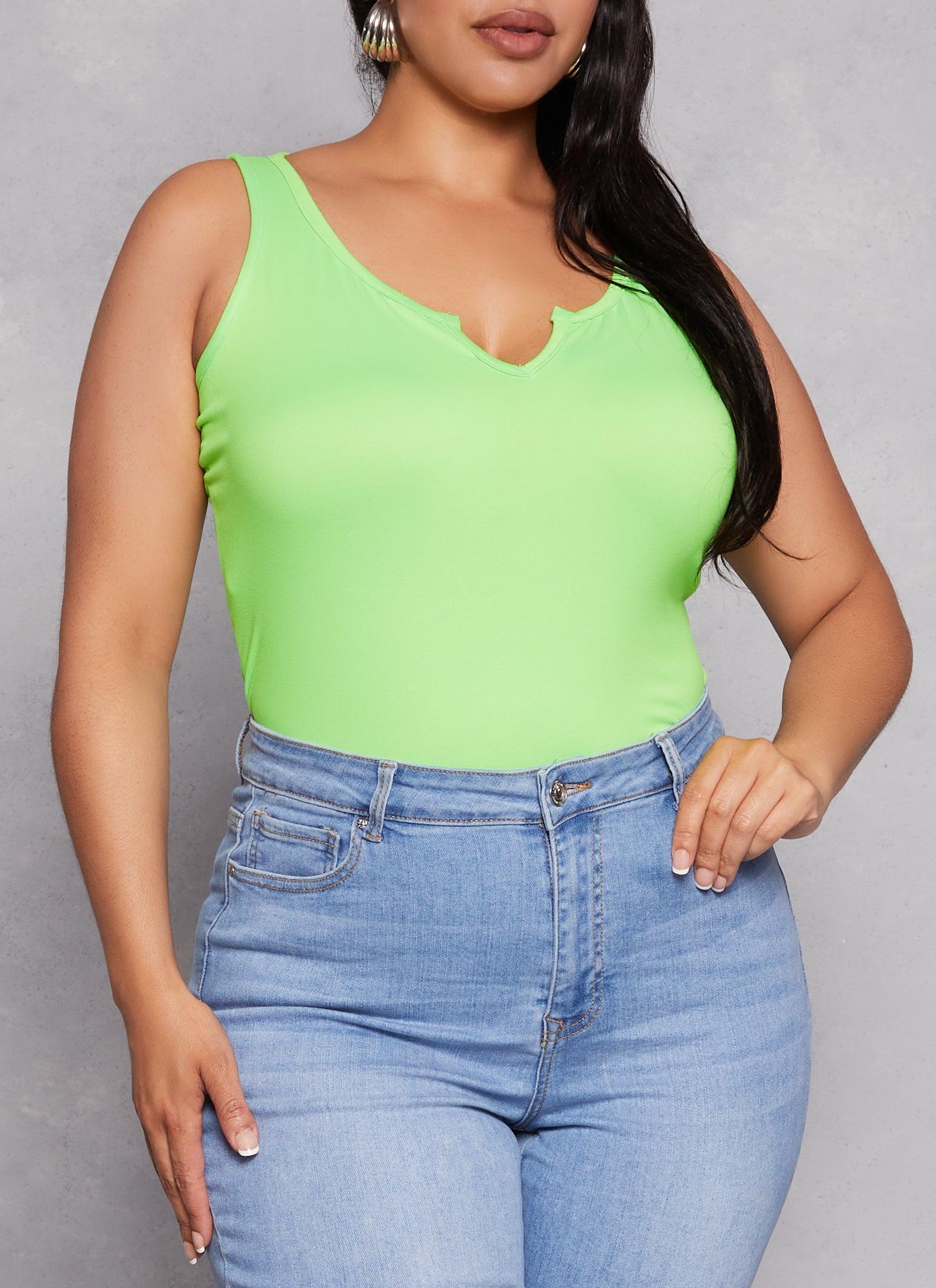 Womens Plus Size Basic Notch Neck Tank Top Product Image