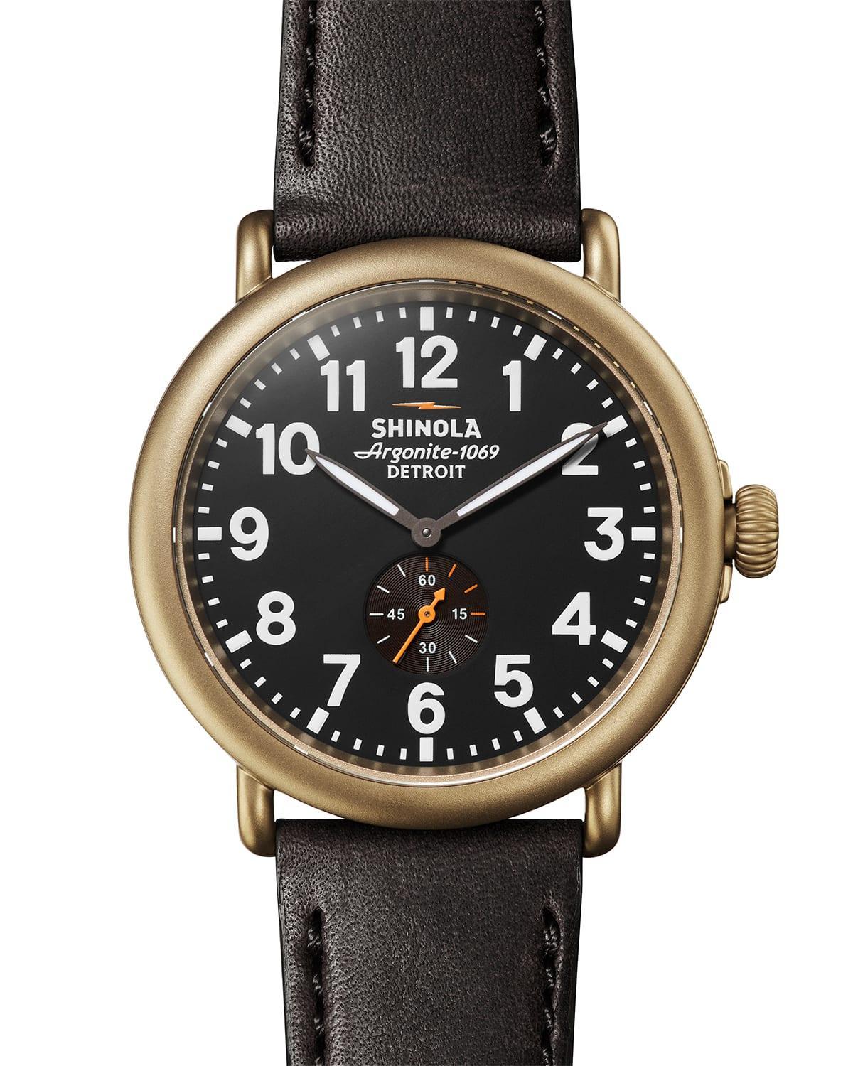 Mens 47mm Runwell Sub-Second Watch with Leather Strap Product Image