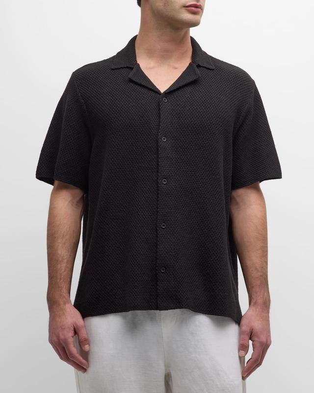 Mens Cotton Textured Camp Shirt Product Image