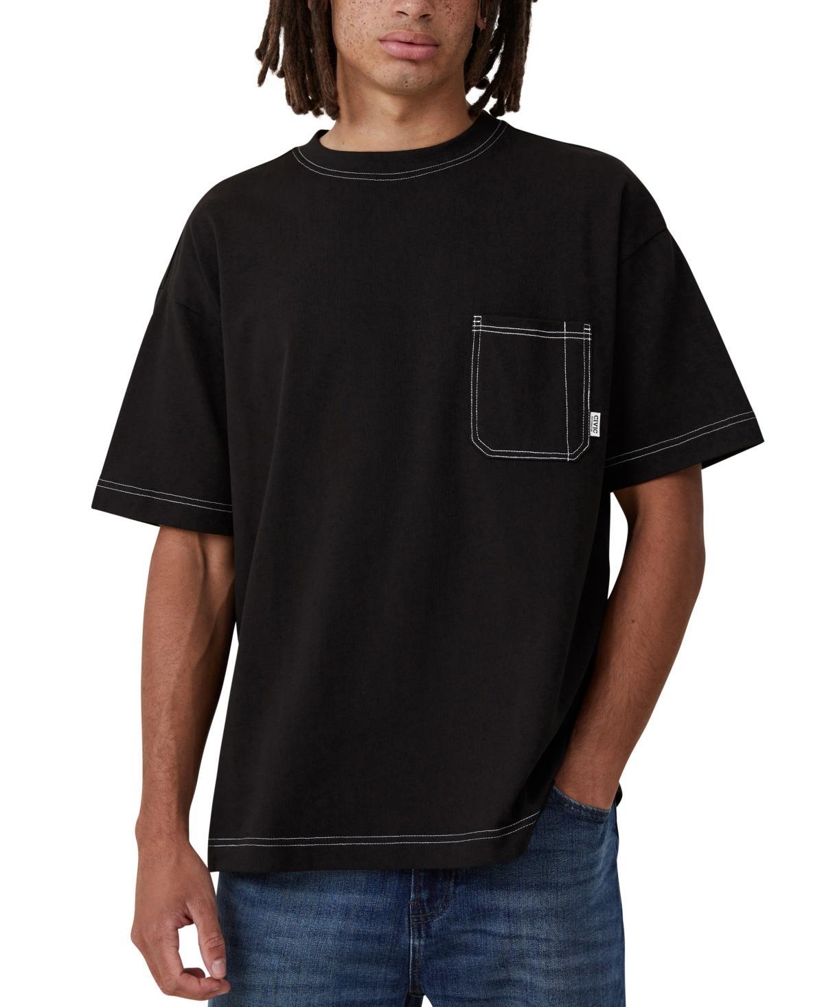 Cotton On Mens Box Fit Pocket Crew Neck T-shirt - Dark Carmine Product Image