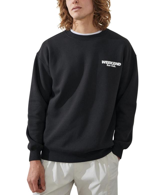 Cotton On Mens Active Graphic Crew Fleece Sweatshirt - Black Product Image