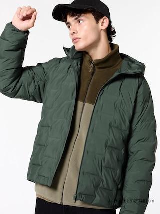 Mens Pufftech Parka with Water-Repellent Dark Green Large UNIQLO US Product Image