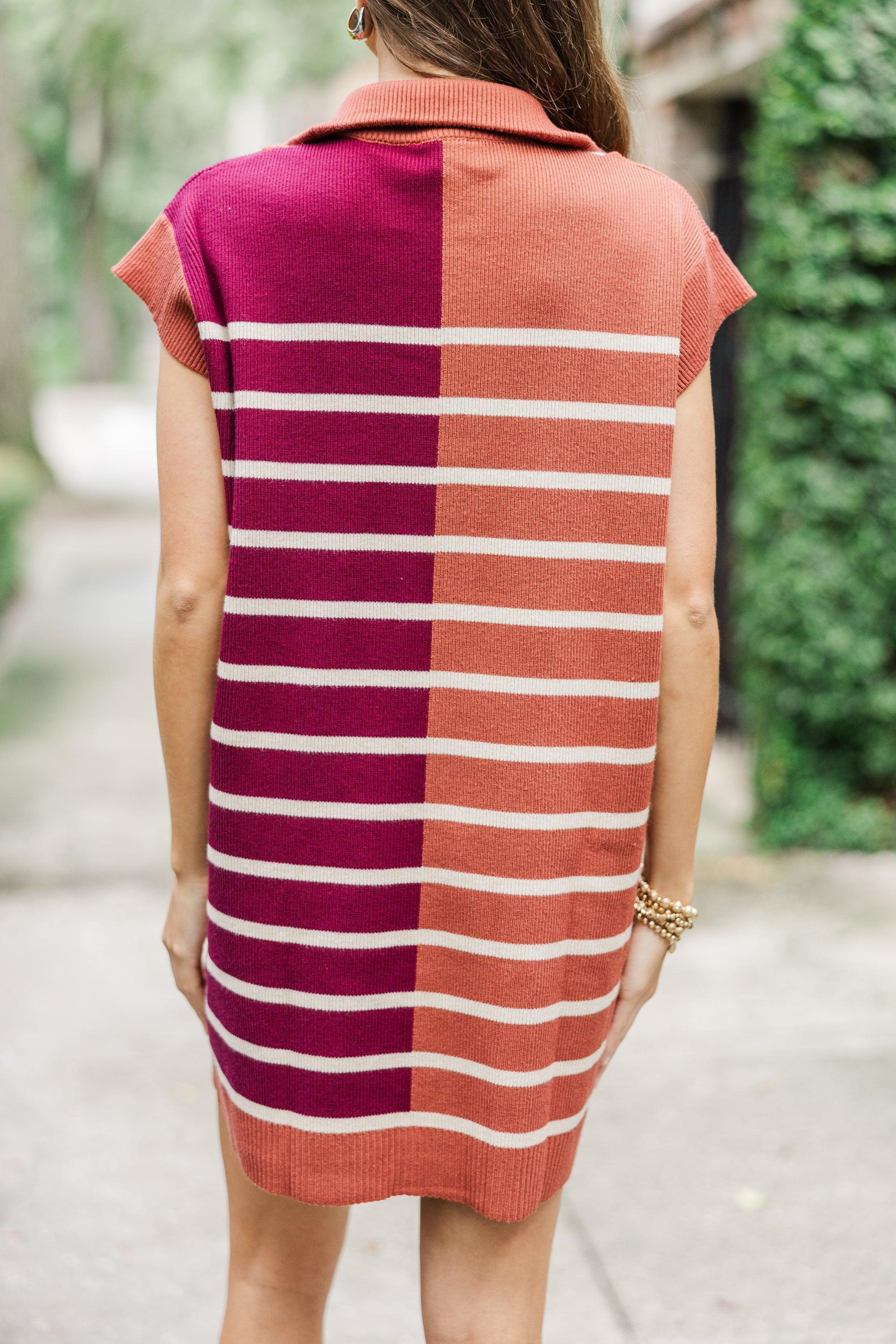 Care To Contrast Rust Orange Striped Dress Female Product Image