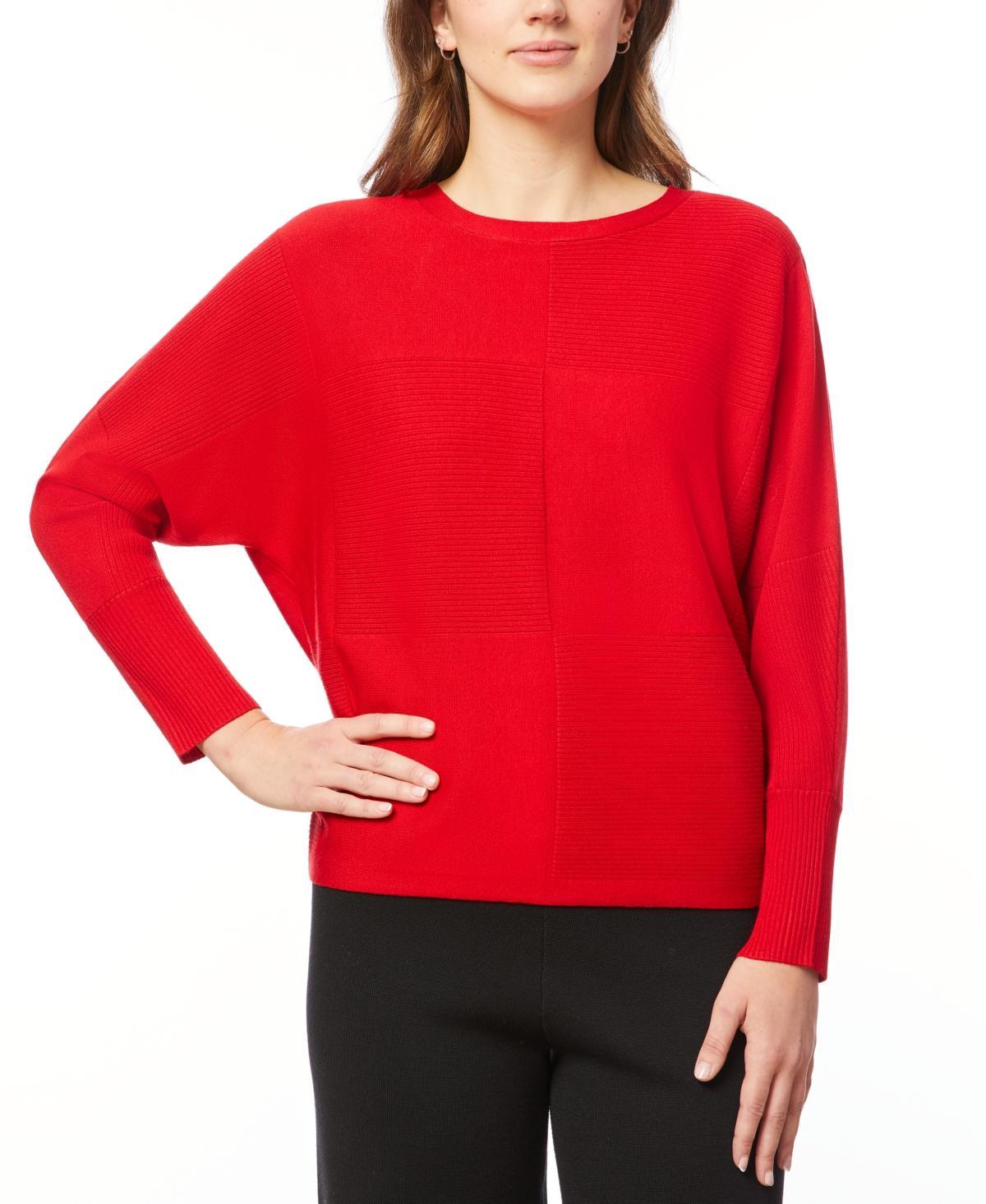 Melissa Paige Womens Ribbed Block-Stitch Dolman-Sleeve Sweater Product Image